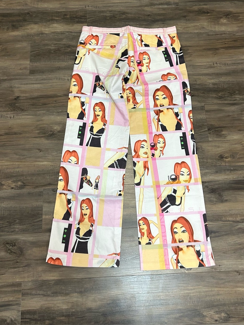 Custo Barcelona Pink Wide-Leg Graphic Pants